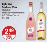 Sekt oder Wein Angebote von Light Live bei V-Markt Augsburg für 2,49 €