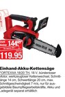 Einhand-Akku-Kettensäge im Angebot bei Herbrügger in Arnsberg Einhand-Akku-Kettensäge Angebote von Einhell bei Herbrügger Arnsberg für 119,95 €