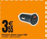Chargeur allume-cigare USB en promo chez Cora Argenteuil à 3,55 €