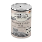 LandFleisch Cat Kitten Pastete Rind + Huhn + Wild 400 g Angebote von Landfleisch bei Zookauf Kaarst für 1,31 €