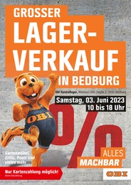 OBI Prospekt für Oberhausen mit 8 Seiten OBI Prospekt für Oberhausen: "GROSSER LAGERVERKAUF IN BEDBURG", 8 Seiten, 03.06.2023 - 03.06.2023