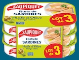 FILETS DE SARDINES SANS ARÊTES À L'HUILE D'OLIVE VIERGE EXTRA - SAUPIQUET en promo chez Intermarché FILETS DE SARDINES SANS ARÊTES À L'HUILE D'OLIVE VIERGE EXTRA - SAUPIQUET dans le catalogue Intermarché