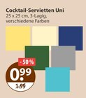 Cocktail im V-Markt Prospekt Cocktail-Servietten Uni im aktuellen V-Markt Prospekt für 0,99 €