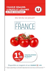 Catalogue Supermarchés Hyper U en cours à Yainville et alentours, "CHAQUE SEMAINE, 4 FRUITS ET LÉGUMES À PRIX COÛTANT", 1 page, 10/07/2025 - 12/07/2025