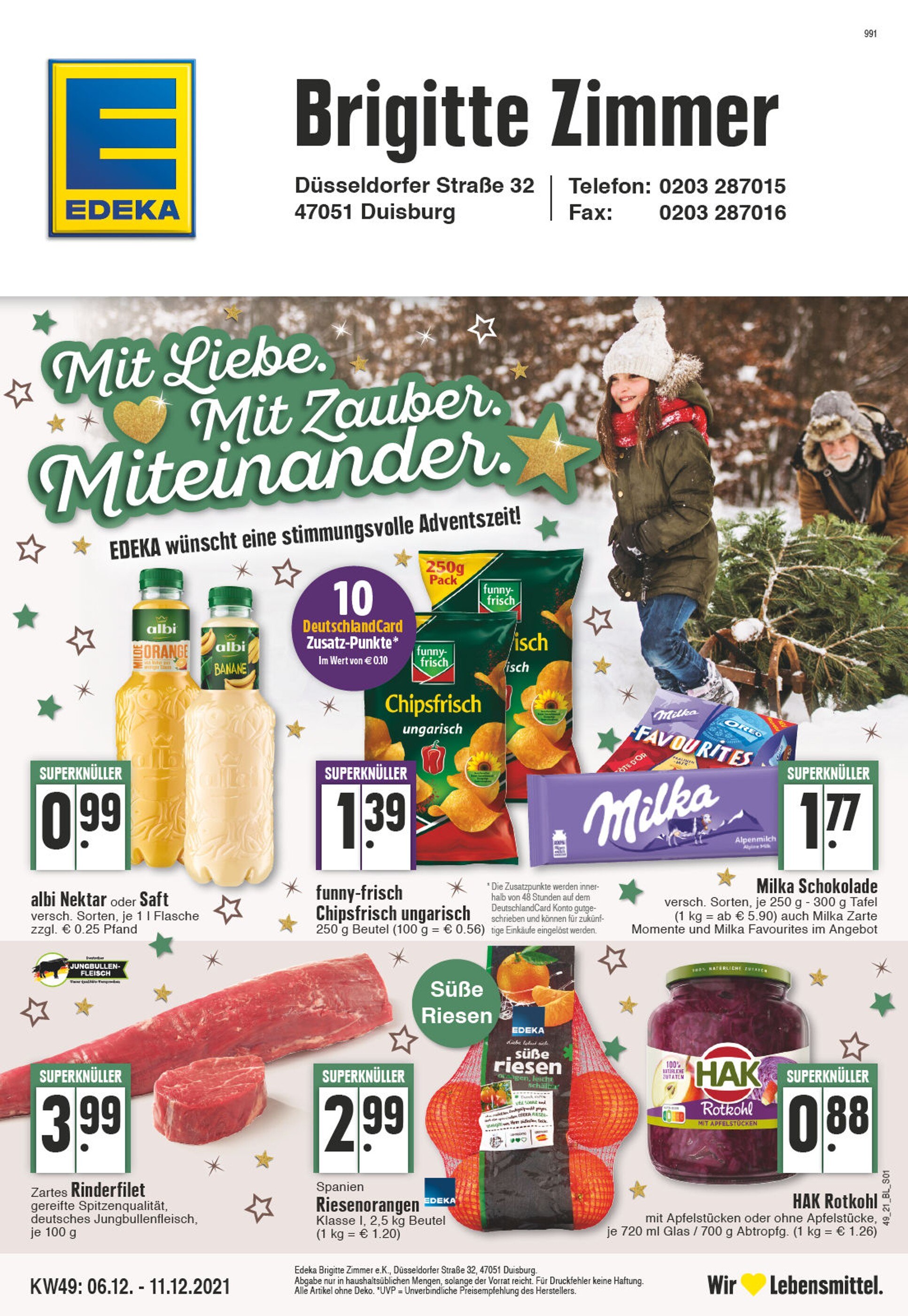EDEKA Prospekt für Duisburg mit 32 Seiten EDEKA Prospekt für Duisburg: "Aktuelle Angebote", 32 Seiten, 06.12.2021 - 11.12.2021