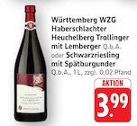 Haberschlachter Heuchelberg Trollinger mit Lemberger im Angebot bei EDEKA in Ulm Haberschlachter Heuchelberg Trollinger mit Lemberger Angebote von Württemberg WZG bei EDEKA Ulm für 3,99 €