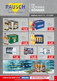 GetrĂ€nkefachmarkt Rausch Prospekt "DIE GETRĂNKEKĂNNER", 2 Seiten, 01.12.2025 - 01.12.2025 Aktueller GetrĂ€nkefachmarkt Rausch Prospekt, "DIE GETRĂNKEKĂNNER", mit Angeboten der Woche, gĂŒltig von 01.12.2025 bis 01.12.2025