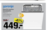 Geschirrspüler GV642E90 im Angebot bei Spar-Express in Lehrte Geschirrspüler GV642E90 Angebote von gorenje bei Spar-Express Lehrte für 449,00 €