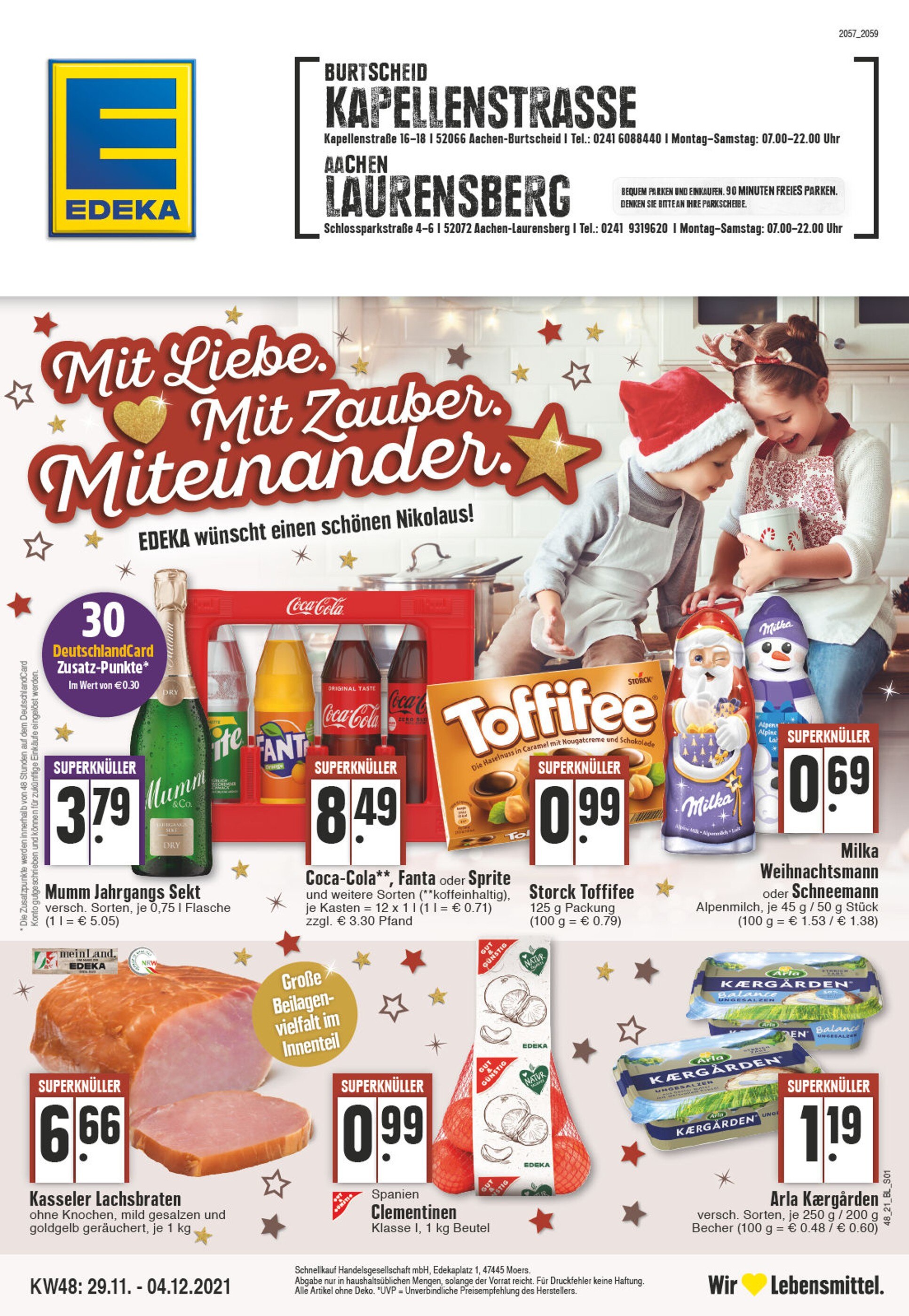 EDEKA Prospekt für Aachen mit 24 Seiten EDEKA Prospekt für Aachen: "Aktuelle Angebote", 24 Seiten, 29.11.2021 - 04.12.2021
