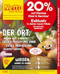 Netto Marken-Discount Prospekt für Grevenbroich: "20% auf frisches Obst & Gemüse", 4 Seiten, 07.01.2025 - 11.01.2025