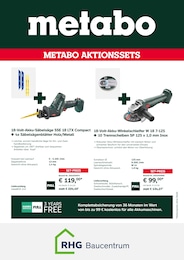 RHG Baucentrum Prospekt: "Metabo Aktionssets", 4 Seiten, 30.04.2025 - 31.08.2025
