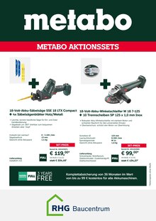 RHG Baucentrum Prospekt Metabo Aktionssets mit 4 Seiten