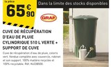 Promo Cuve de récupération d'eau de pluie cylindrique 510 l verte + support de cuve à 65,90 € dans le catalogue Tout Faire à Marcellaz-Albanais