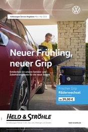 Aktueller Volkswagen Werkstatt & Auto Prospekt in Senden und Umgebung, "Neuer Frühling, neuer Grip" mit 1 Seite, 01.03.2025 - 31.05.2025