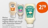 vegane Mayo, vegane Mayo mit Aioli oder Pommes-Sauce von Heinz im aktuellen tegut Prospekt für 2,79 €