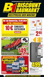Aktueller B1 Discount Baumarkt Baumarkt Prospekt in Bobbau und Umgebung, "BESTPREISE DER WOCHE!" mit 8 Seiten, 18.05.2024 - 24.05.2024