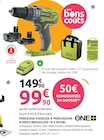 Perceuse-visseuse à percussion r18pd3 brushless 18 v - RYOBI en promo chez Mr.Bricolage Béziers à 99,90 €