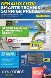 Aktueller EURONICS Elektromärkte Prospekt in Altena und Umgebung, "GENAU RICHTIG. SMARTE TECHNIK. SONNIGE PREISE." mit 8 Seiten, 07.08.2025 - 15.08.2025