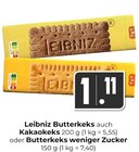 Butterkeks auch Kakaokeks oder Butterkeks weniger Zucker Angebote von Leibniz bei Hieber Lörrach für 1,11 €