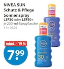 Hautpflegeprodukte im V-Markt Prospekt Schutz & Pflege Sonnenspray LSF30 von NIVEA SUN im aktuellen V-Markt Prospekt für 7,99 €