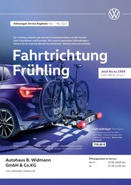 Volkswagen Prospekt für Abtsgmünd mit 1 Seite Volkswagen Prospekt für Abtsgmünd: Fahrtrichtung Frühling, 1 Seite, 01.03.2023 - 31.05.2023