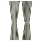 Aktuelles 2 Gardinen + Raffhalter mit Gardinenband/hell graugrün Angebot bei IKEA in Stuttgart ab 29,99 €