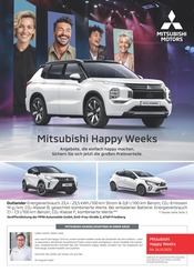 Aktueller Mitsubishi Werkstatt & Auto Prospekt in Hebertsfelden und Umgebung, "Mitsubishi Happy Weeks" mit 1 Seite, 15.09.2025 - 13.10.2025