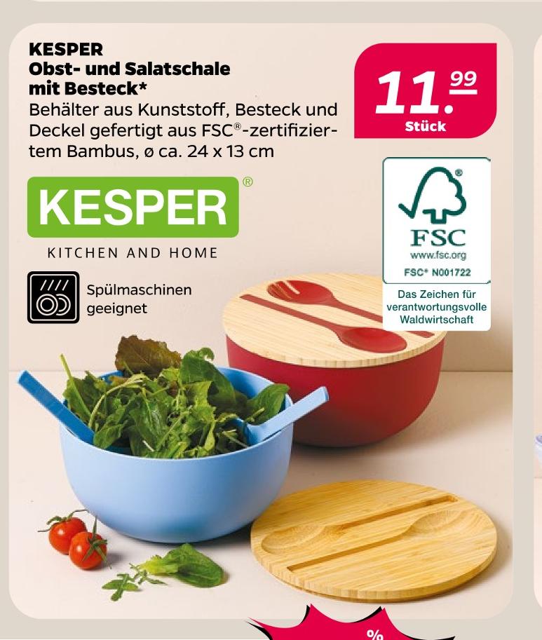 Obst- und Salatschale mit Besteck