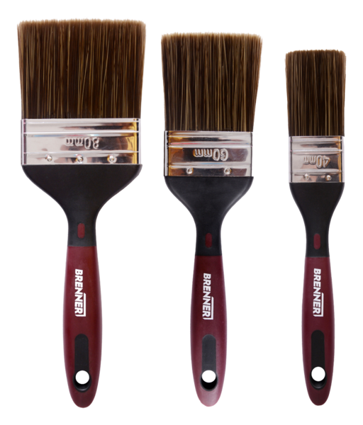 Lot de 3 pinceaux plat bois et métal