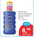 Sun Schutz & Pflege Spray LSF50+ von Nivea im aktuellen budni Prospekt