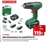 Akku-Bohrschrauber-Set "EasyDrill 18V-40" Angebote von BOSCH bei Hagebaumarkt Duisburg für 119,00 €