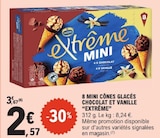 8 mini cônes glacés chocolat et vanille - EXTRÊMЕ - E.Leclerc à Ajaccio 8 mini cônes glacés chocolat et vanille - EXTRÊMЕ en promo chez E.Leclerc Ajaccio à 2,57 €