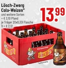 Cola-Weizen im Angebot bei Trinkgut in Burghausen Cola-Weizen Angebote von Lösch-Zwerg bei Trinkgut Burghausen für 13,99 €