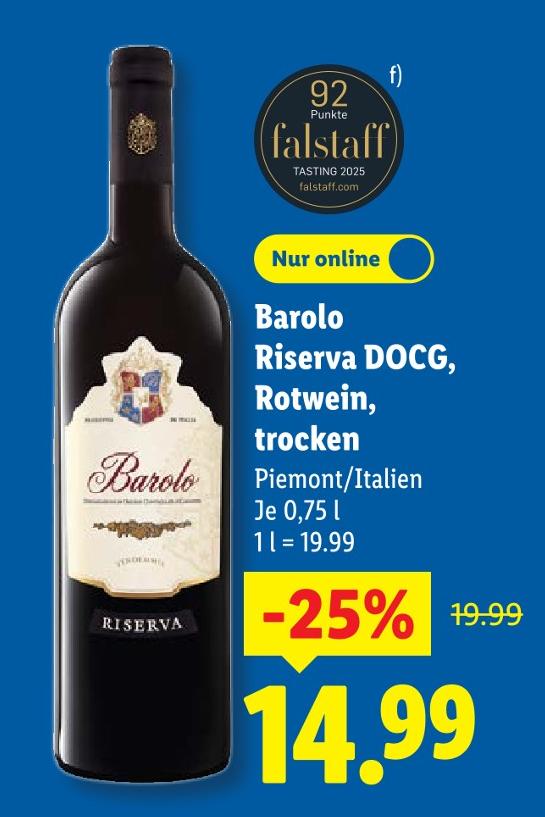 Barolo Riserva DOCG, Rotwein, trocken