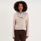 Veste biker en suédine ajustée beige femme - La Halle Veste biker en suédine ajustée beige femme à 39,99 € dans le catalogue La Halle