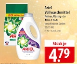 Ariel Vollwaschmittel Pulver, flüssig oder All in 1 Pods bei famila Nordost im Dannenberg Prospekt für 4,79 €