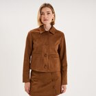 Veste paletot en suédine boutonnée camel femme - La Halle Veste paletot en suédine boutonnée camel femme à 39,99 € dans le catalogue La Halle