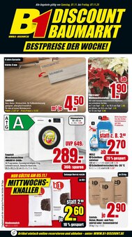Laminat Angebot im B1 Discount Baumarkt Prospekt, gültig von 01.11.2025 bis 07.11.2025 Laminat Angebot im aktuellen B1 Discount Baumarkt Prospekt auf Seite 1