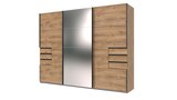 Schwebetürenschrank Spiegel Plankeneiche 270 cm - 3-türig - SAIGON Angebote bei Die Möbelfundgrube Homburg für 899,99 €