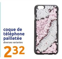Coque de téléphone pailletée - Action à Aulnay-sous-Bois Coque de téléphone pailletée en promo chez Action Aulnay-sous-Bois à 2,32 €