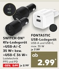 Kfz-Ladegerät USB-A/C 35 W bzw. USB-C 36 W Angebote von SWITCH ON bei Kaufland Wuppertal für 2,99 €