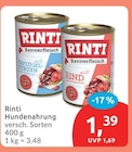 Hundenahrung von Rinti für 1,39 € bei budni im Angebot Hundenahrung von Rinti im aktuellen budni Prospekt