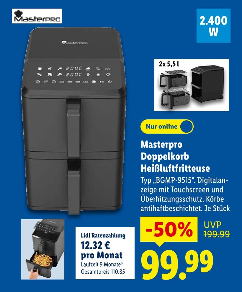 Masterpro Doppelkorb Heißluftfritteuse