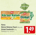 Harry Körner Balance Toast oder Dinkel Sandwich Angebote bei famila Nordost Neumünster für 1,49 €