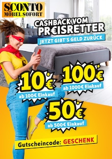 Aktueller Sconto SB Bentwisch Prospekt "CASHBACK VOM PR€ISRETTER" mit 1 Seite