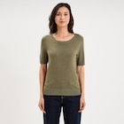 Pull manches courtes col rond vert kaki femme à 9,99 € dans le catalogue La Halle