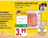 Aktuelles Schweine-Minutensteaks Angebot bei Marktkauf in Remscheid ab 3,99 €