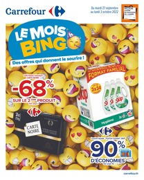 Carrefour Catalogue "Le mois bing, des offres qui donnent le sourire !", 64 pages, Chamonix-Mont-Blanc,  27/09/2022 - 03/10/2022