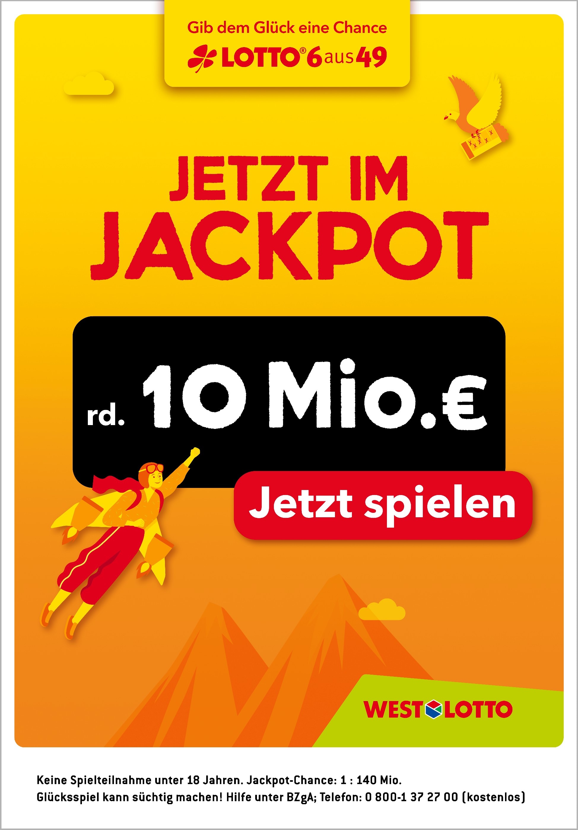 Westlotto Prospekt für Wermelskirchen mit 1 Seite Westlotto Prospekt für Wermelskirchen: "Jetzt im Jackpot rd. 10 Mio. €", 1 Seite, 23.09.2021 - 25.09.2021