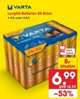 Longlife Batterien 24 Stück AA oder AAA im Angebot bei Netto Marken-Discount in Rostock Longlife Batterien 24 Stück AA oder AAA Angebote von Varta bei Netto Marken-Discount Rostock für 6,99 €